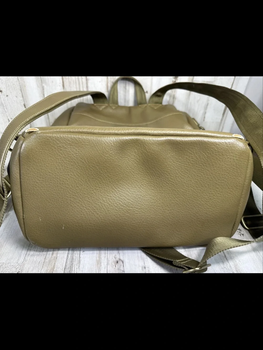 Azaria Olive Green Leather Diaper Bag